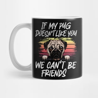 pug  Dog Owner dog Lover Funny Quote Retro sunset Mug